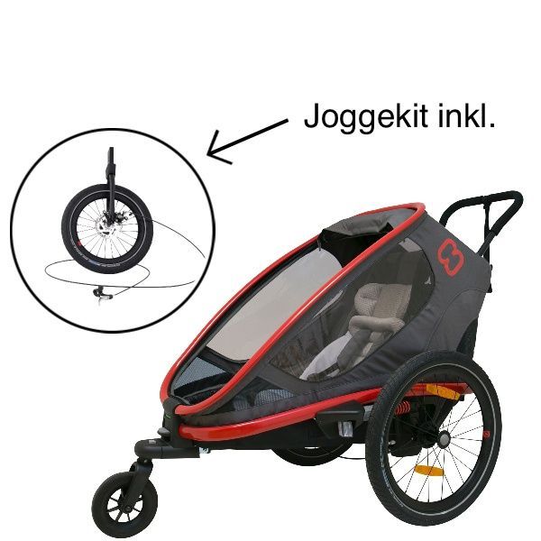 Hamax, Multisportsvogn, Outback One, 1 Sete, inkl. Joggekit -Red/Charcoal