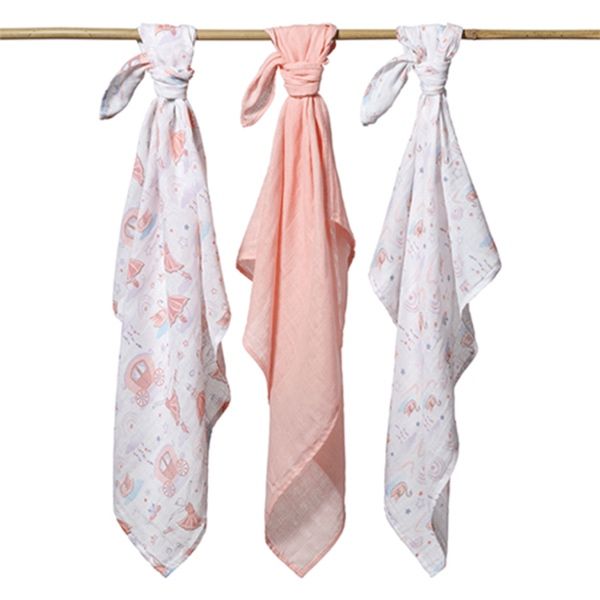 Babyono, Musselinkluter / Gulpekluter, 3 pk - Rosa Prinsesse